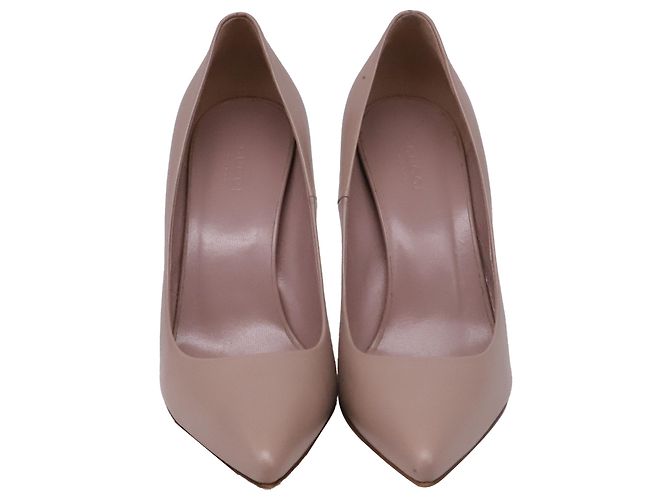 Décolleté classiche a punta Gucci in Nude Leather Marrone Carne - vista 2