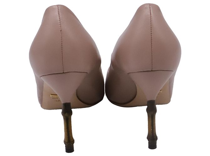 Décolleté classiche a punta Gucci in Nude Leather Marrone Carne - vista 5