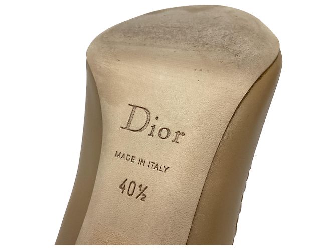Dior Peep Toe Bow Heels in Tan Leather - view 7