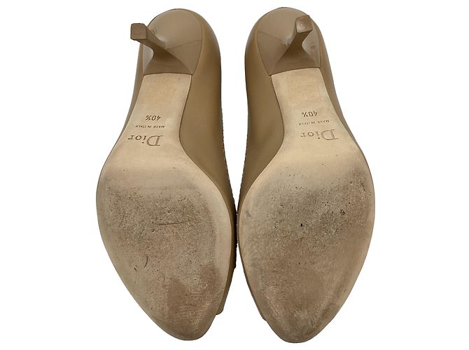 Dior Peep Toe Bow Heels in Tan Leather - view 8