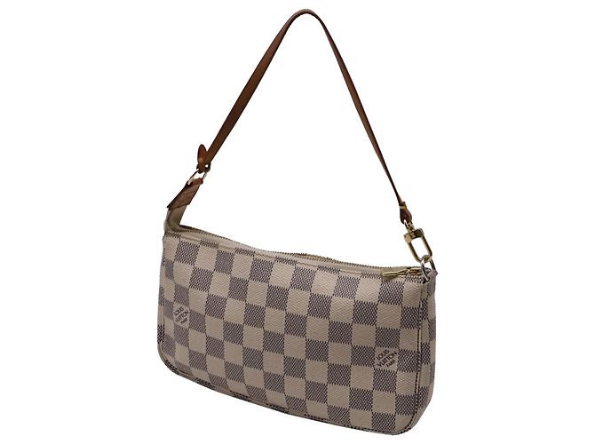 Louis Vuitton Damier Azur Pochette aus weißem Nylon-Canvas - Ansicht 2