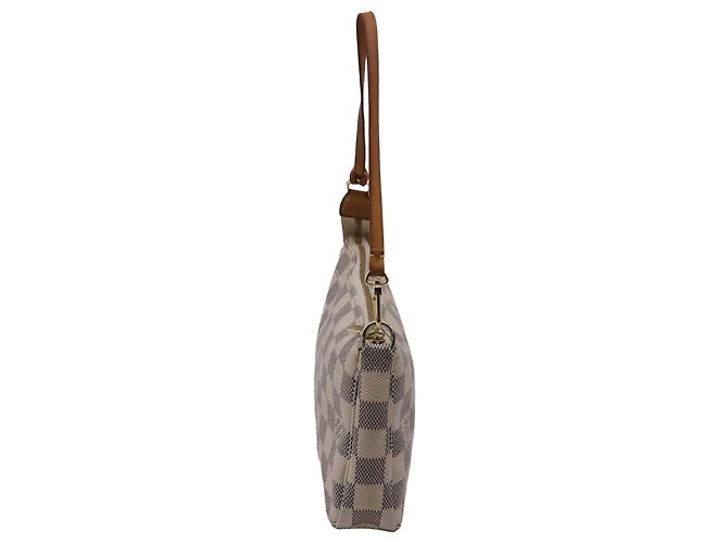 Louis Vuitton Damier Azur Pochette aus weißem Nylon-Canvas - Ansicht 3