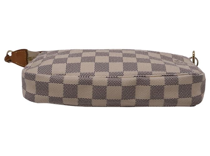 Louis Vuitton Damier Azur Pochette aus weißem Nylon-Canvas - Ansicht 6