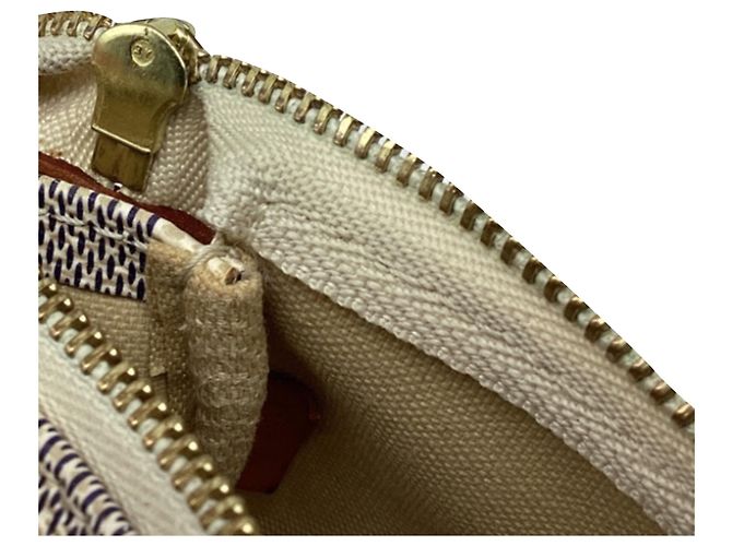 Louis Vuitton Damier Azur Pochette aus weißem Nylon-Canvas - Ansicht 9