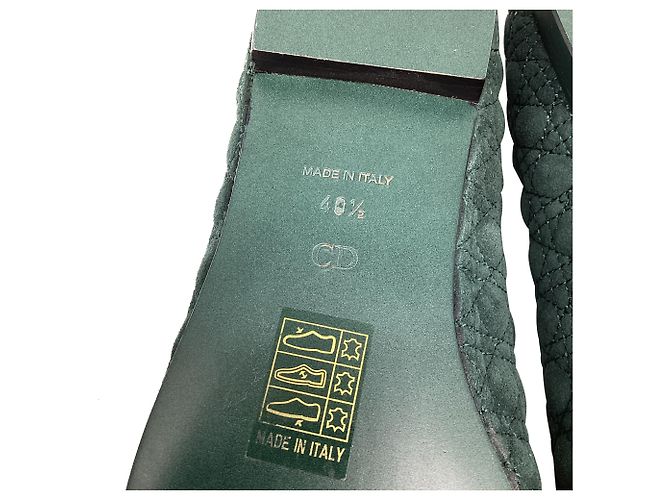Ballerine Christian Dior Cannage Smoking in camoscio verde - vista 11