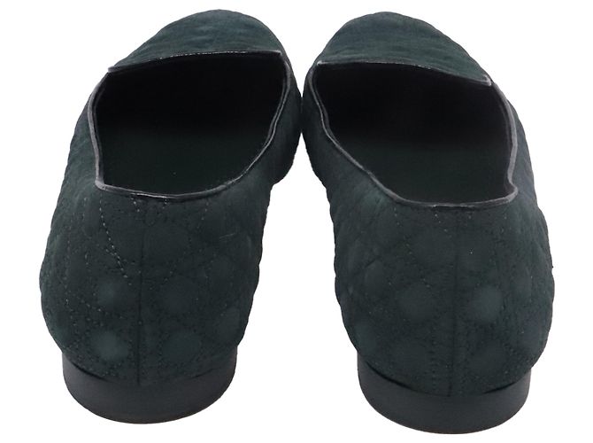 Ballerine Christian Dior Cannage Smoking in camoscio verde - vista 5