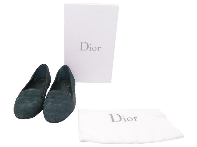 Ballerine Christian Dior Cannage Smoking in camoscio verde - vista 6