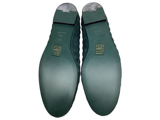 Ballerine Christian Dior Cannage Smoking in camoscio verde - vista 7
