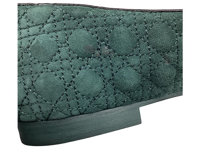 Ballerine Christian Dior Cannage Smoking in camoscio verde - vista 8
