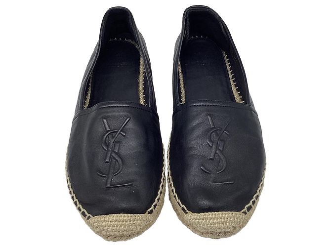 Sandali espadrilles Yves Saint Laurent in pelle nera - vista 10