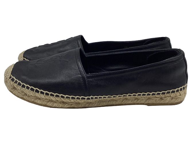 Sandali espadrilles Yves Saint Laurent in pelle nera - vista 8
