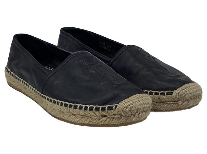 Sandali espadrilles Yves Saint Laurent in pelle nera - vista 9