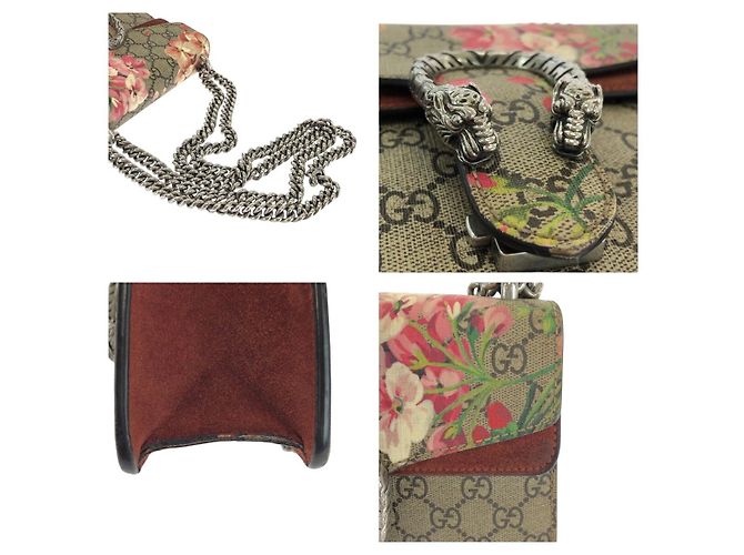 Borsa Gucci Dionysus GG Blooms Supreme Canvas Marrone Beige - vista 5