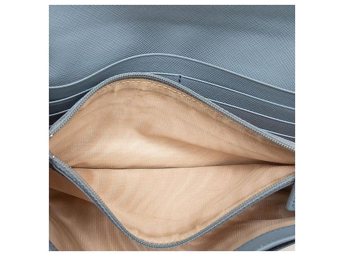 Prada Saffiano Langbeutel mit Dreiecks-Logo-Plakette Blau - Ansicht 4