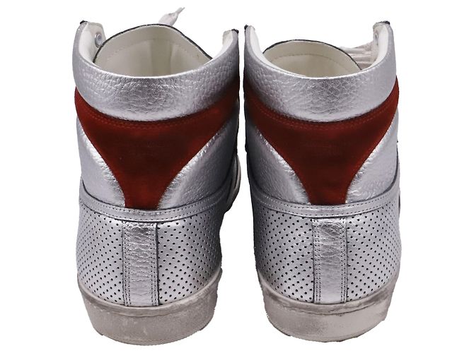 Autre Marque Sneakers alte Saint Laurent SL/10H in pelle argento - vista 4