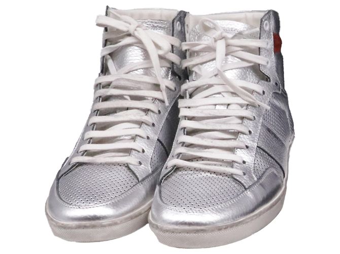 Autre Marque Sneakers alte Saint Laurent SL/10H in pelle argento - vista 6
