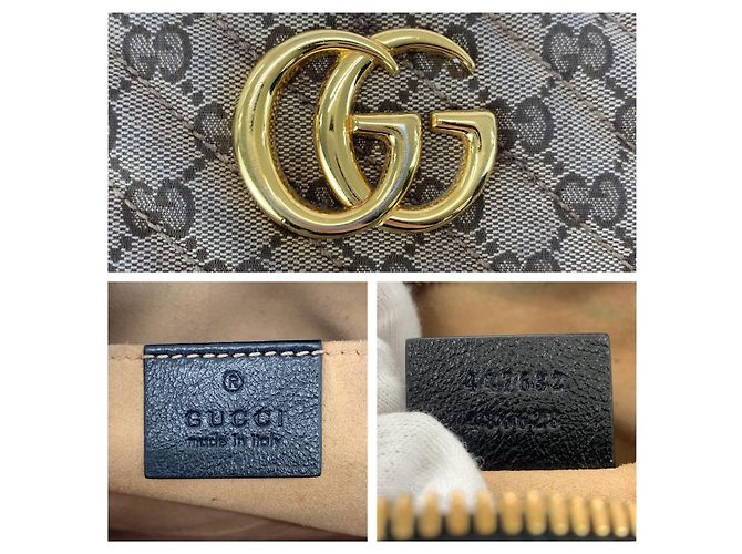 Borsa a tracolla Gucci GG Marmont in tela e pelle Marrone - vista 4