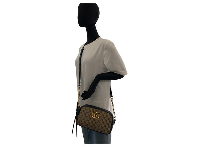 Borsa a tracolla Gucci GG Marmont in tela e pelle Marrone - vista 7