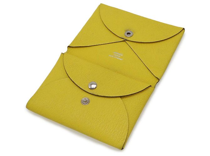 Hermès Portacarte e monete Hermes Calvi Duo Yellow Giallo - vista 4