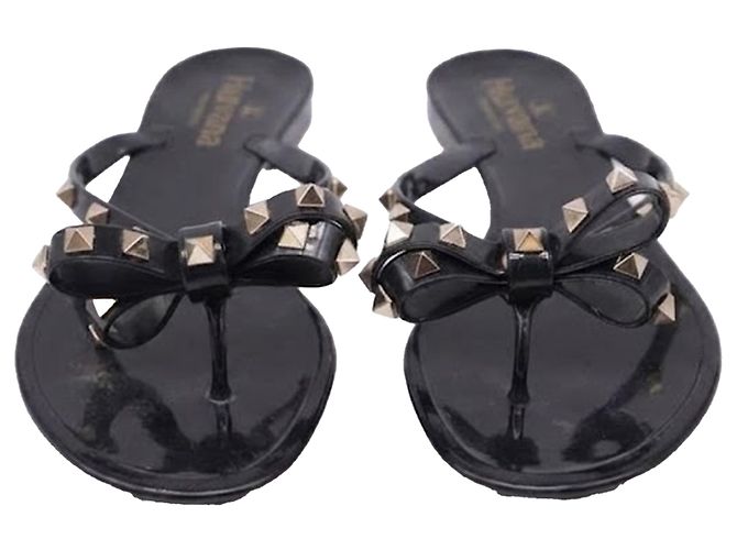 Sandali Rockstud Valentino Garavani in PVC nero - vista 2
