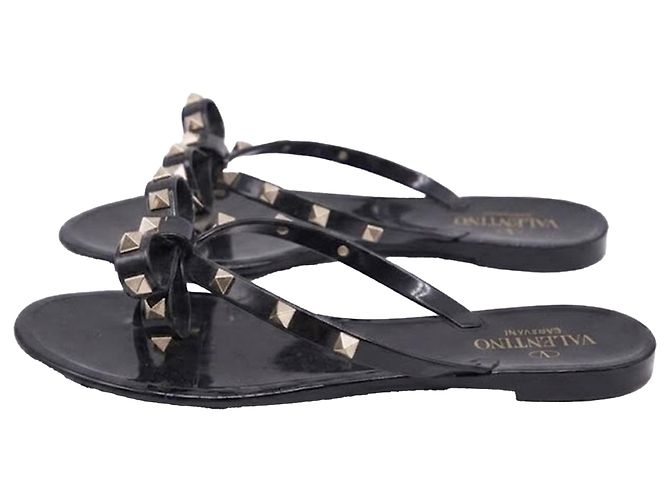 Sandali Rockstud Valentino Garavani in PVC nero - vista 4