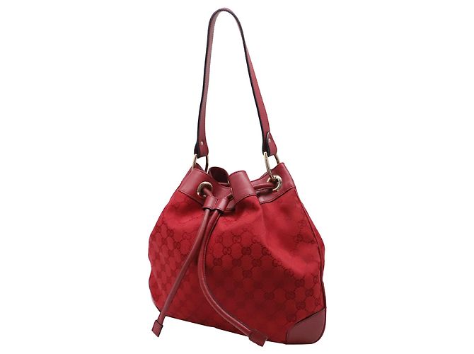 Borsa a secchiello a tracolla Gucci GG Monogram in tela Burgundy Rosso Bordò - vista 2