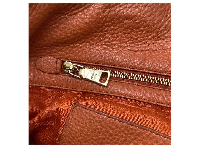 Tote Borsa Shopping Prada in pelle arancione - vista 11