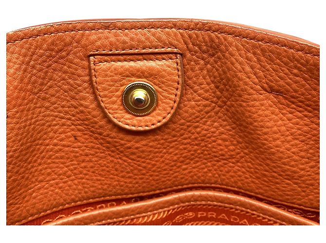 Tote Borsa Shopping Prada in pelle arancione - vista 13