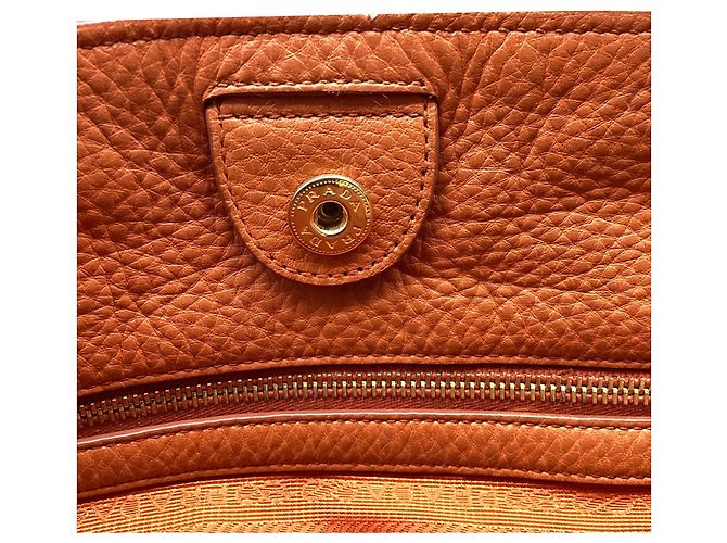 Tote Borsa Shopping Prada in pelle arancione - vista 14