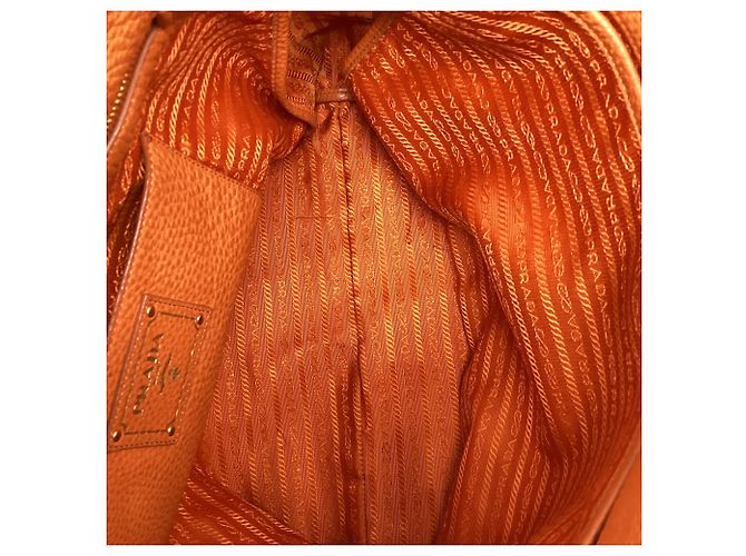 Tote Borsa Shopping Prada in pelle arancione - vista 16