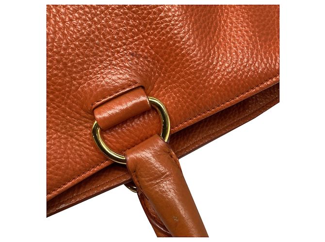 Tote Borsa Shopping Prada in pelle arancione - vista 17