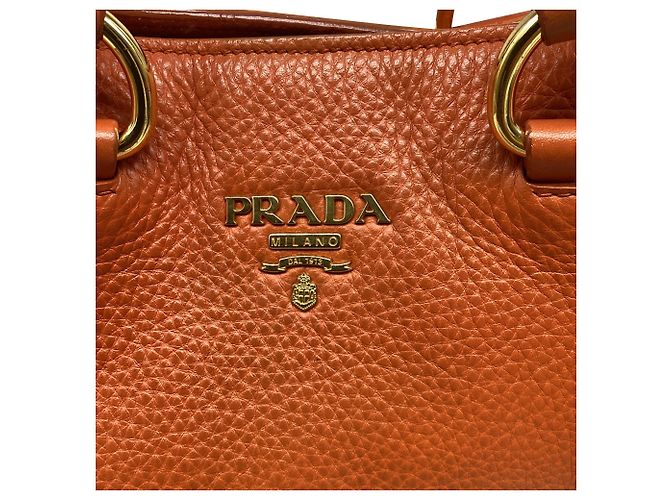 Tote Borsa Shopping Prada in pelle arancione - vista 19