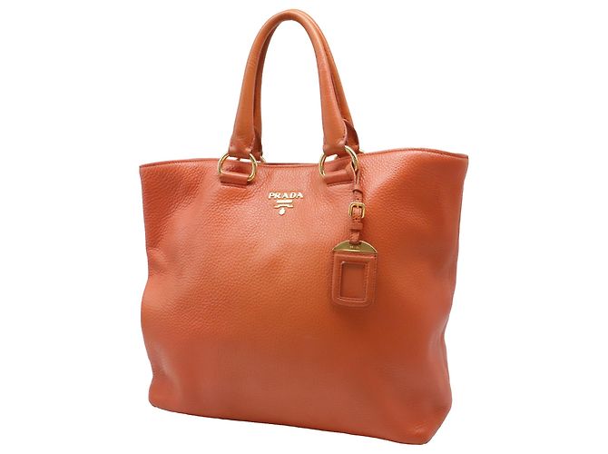 Tote Borsa Shopping Prada in pelle arancione - vista 2