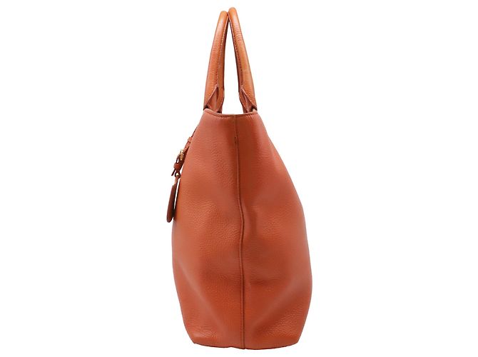 Tote Borsa Shopping Prada in pelle arancione - vista 3