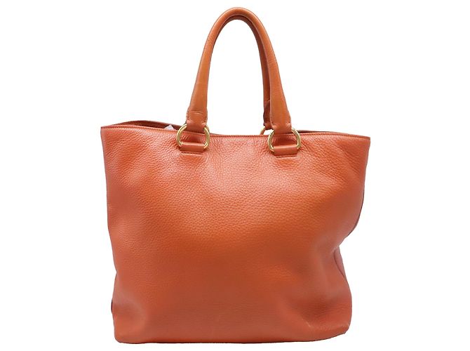 Tote Borsa Shopping Prada in pelle arancione - vista 4
