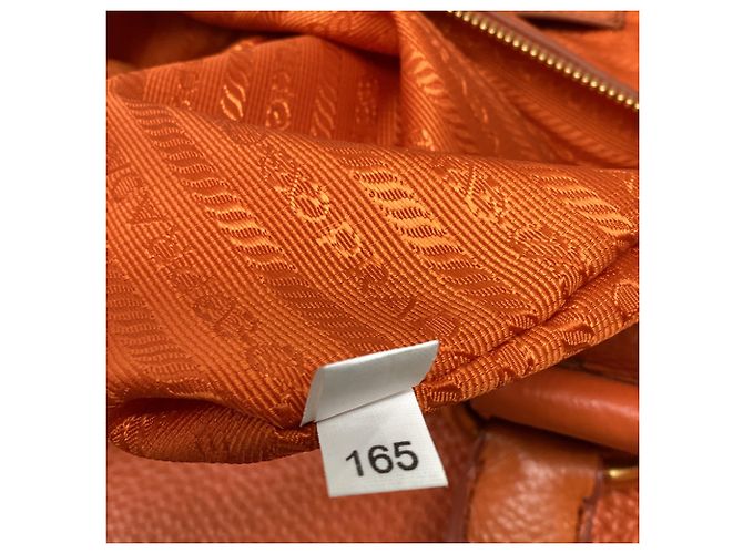 Tote Borsa Shopping Prada in pelle arancione - vista 6