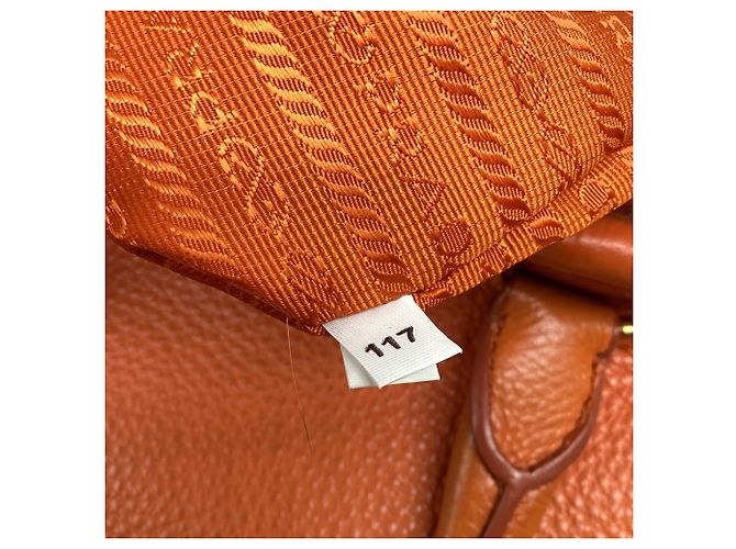 Tote Borsa Shopping Prada in pelle arancione - vista 7
