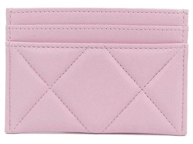 Chanel Chanel19 Tarjetero de piel de cordero Rosa - vista 2