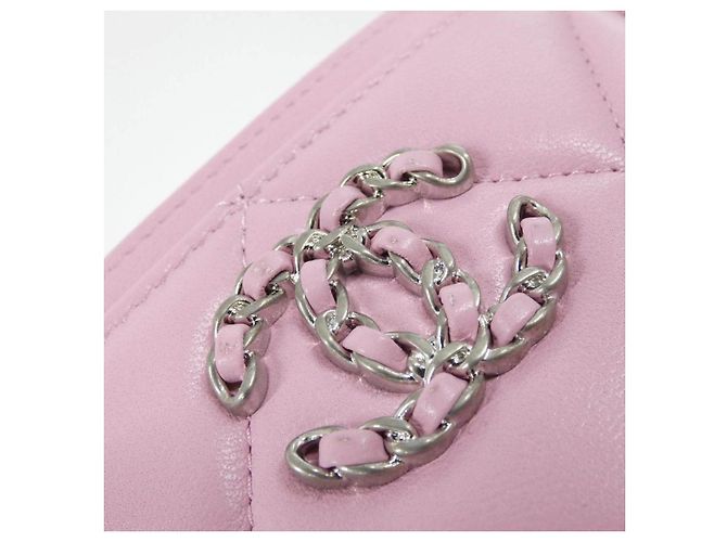 Chanel Chanel19 Tarjetero de piel de cordero Rosa - vista 4
