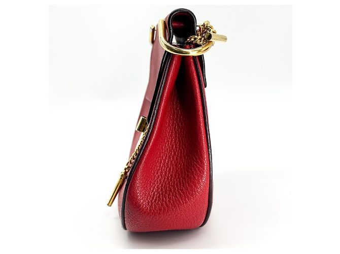 Chloé Chloe Drew Leather Small Rosso - vista 3