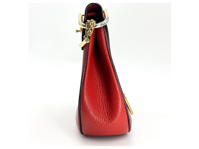 Chloé Chloe Drew Leather Small Rosso - vista 4