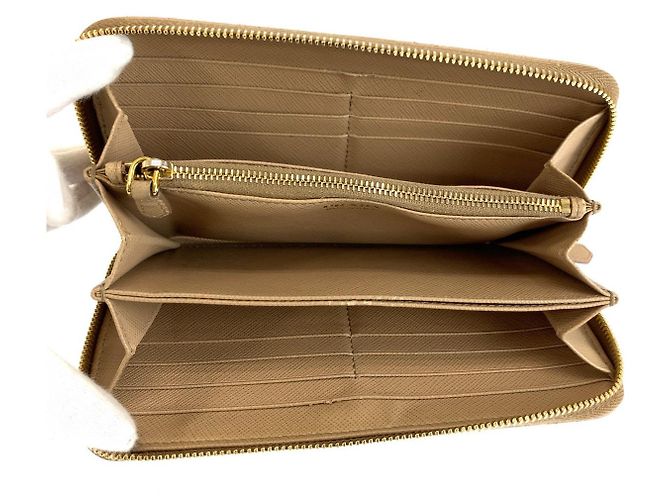 Portafoglio lungo Prada Saffiano Marrone Beige - vista 6