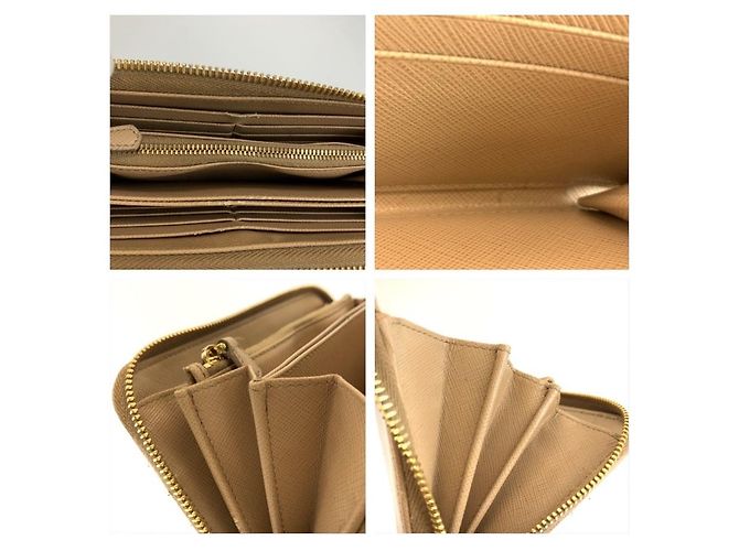 Portafoglio lungo Prada Saffiano Marrone Beige - vista 7