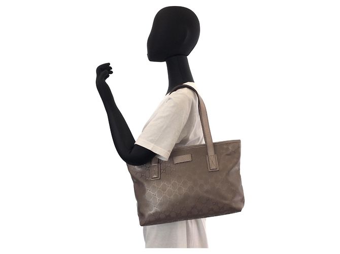 Borsa Tote Gucci GG Stampata Grigio - vista 7