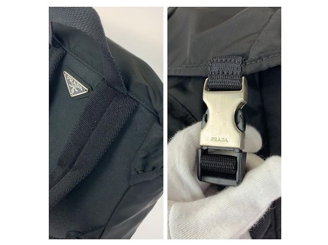 Mochila Prada Tessuto com logótipo triangular Preto - vista 6