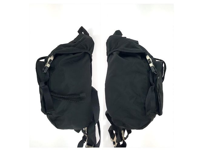 Mochila Prada Tessuto com logótipo triangular Preto - vista 8