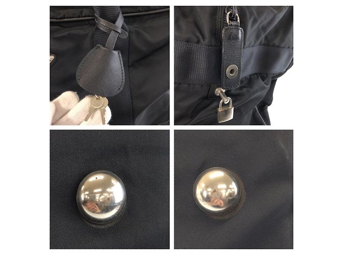Borsa Boston Prada Tessuto Nero - vista 5
