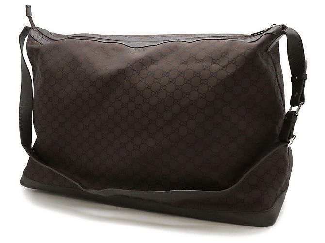 Gucci Nylon Leather Shoulder Boston Travel Bag Brown - view 2
