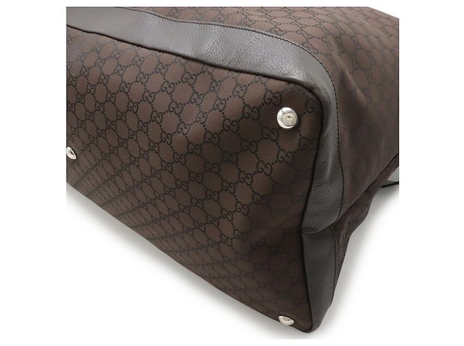 Gucci Nylon Leather Shoulder Boston Travel Bag Brown - view 3