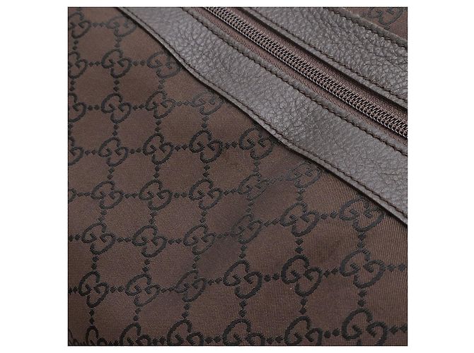 Gucci Nylon Leather Shoulder Boston Travel Bag Brown - view 4